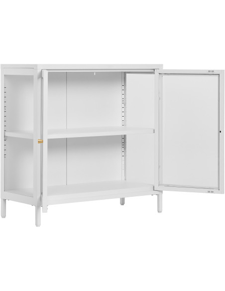 Buffet moderne Bas 2 portes Métal Blanc Verre Transparent Dalby 