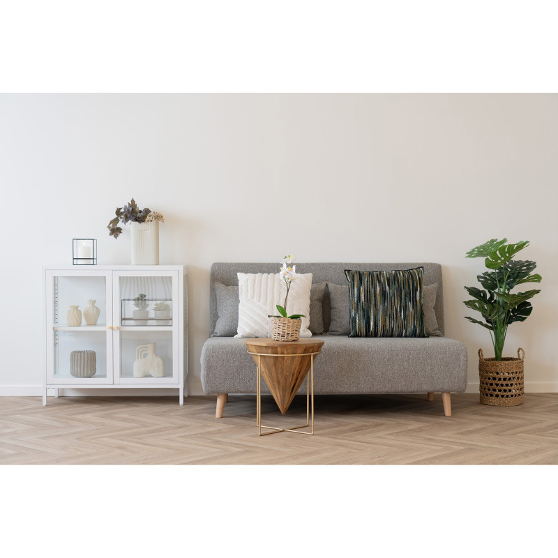 Buffet moderne Bas 2 portes Métal Blanc Verre Transparent Dalby 