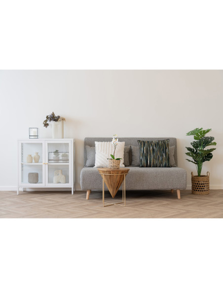 Buffet moderne Bas 2 portes Métal Blanc Verre Transparent Dalby 