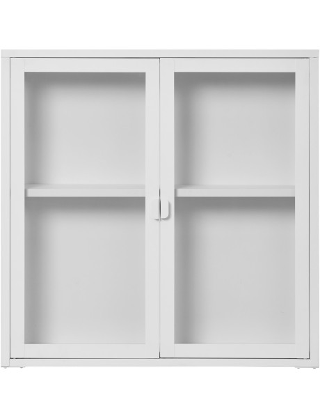 Vitrine murale moderne 2 portes Métal Blanc Verre Transparent Brisbane 