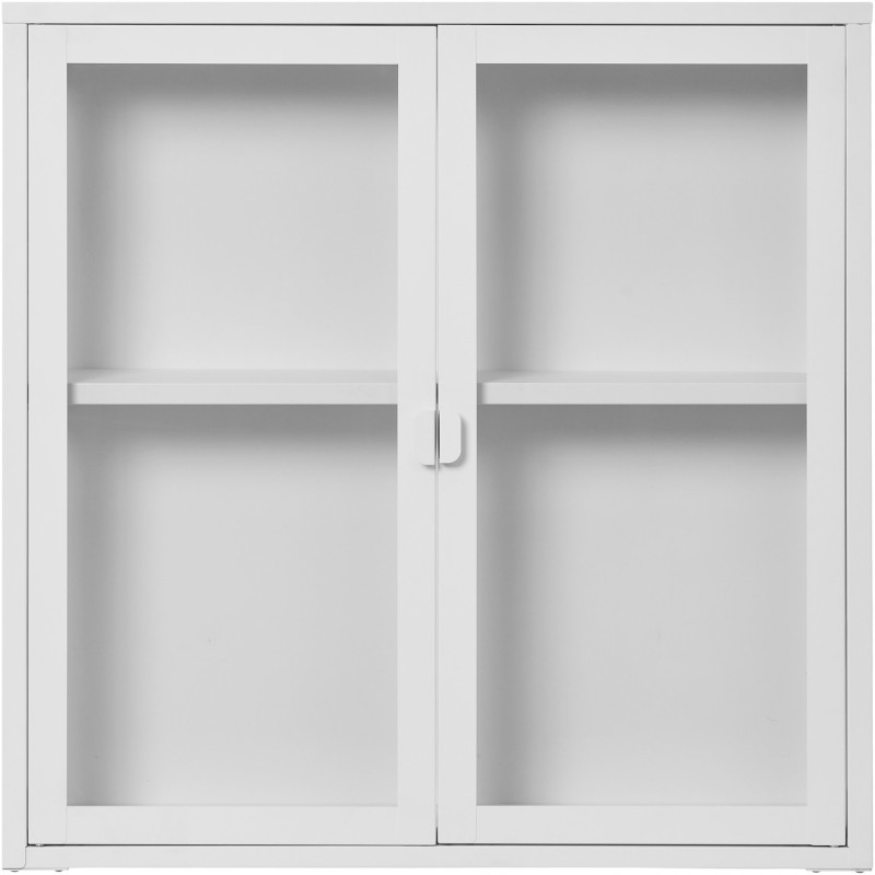 Vitrine murale moderne 2 portes Métal Blanc Verre Transparent Brisbane 