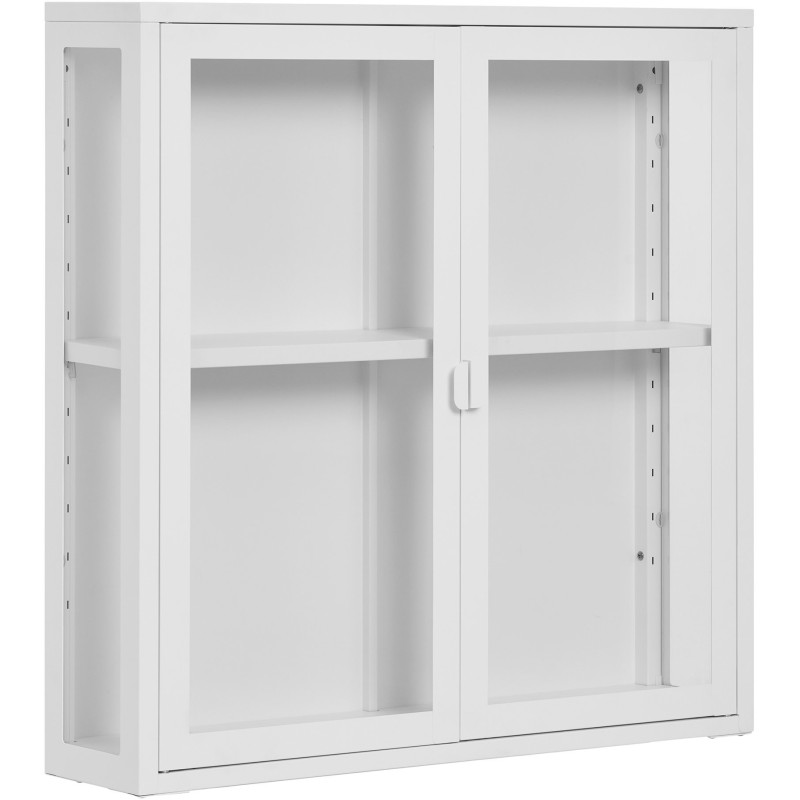 Vitrine murale moderne 2 portes Métal Blanc Verre Transparent Brisbane 