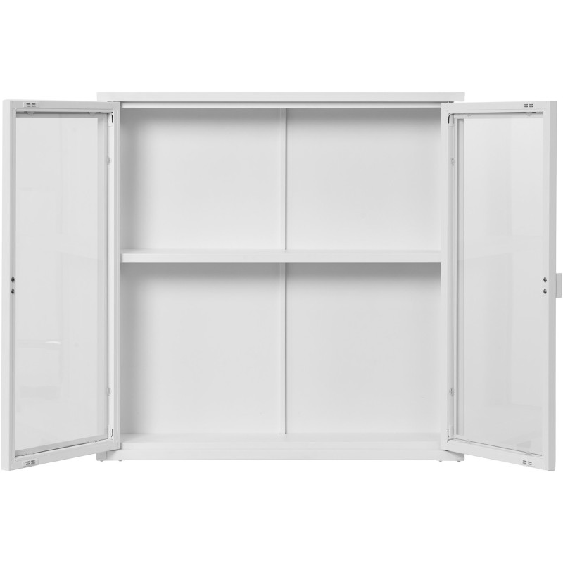 Vitrine murale moderne 2 portes Métal Blanc Verre Transparent Brisbane 