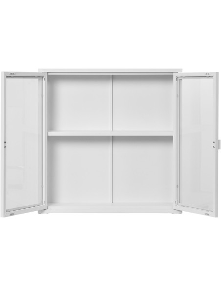 Vitrine murale moderne 2 portes Métal Blanc Verre Transparent Brisbane 