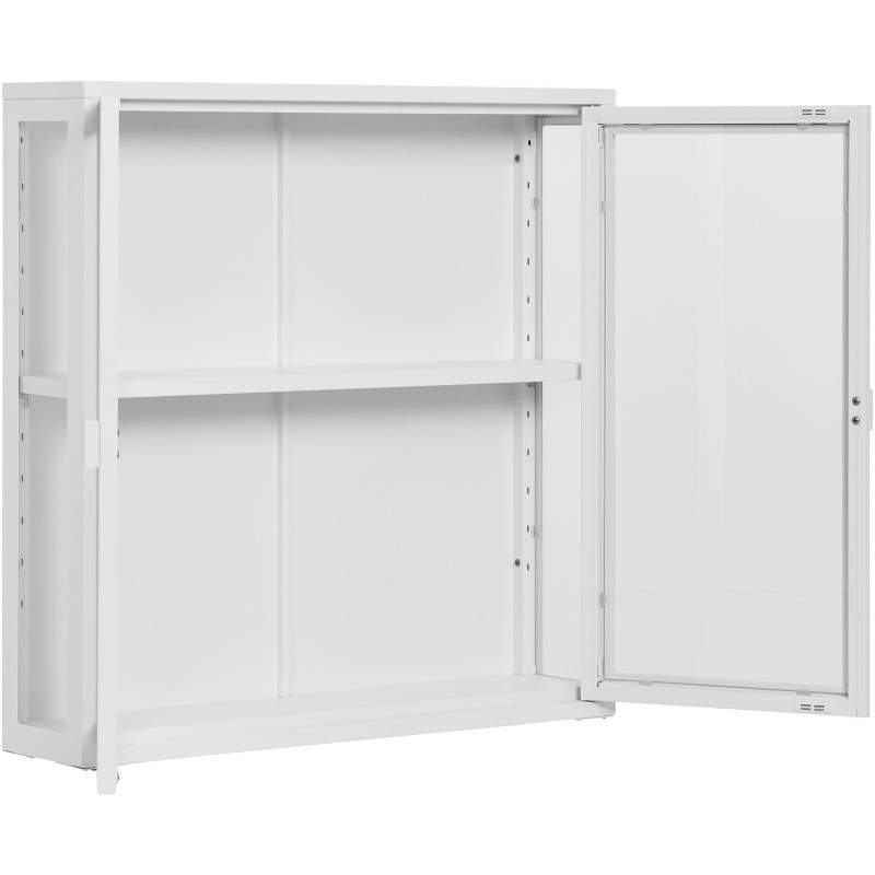Vitrine murale moderne 2 portes Métal Blanc Verre Transparent Brisbane 