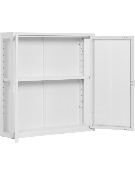 Vitrine murale moderne 2 portes Métal Blanc Verre Transparent Brisbane 