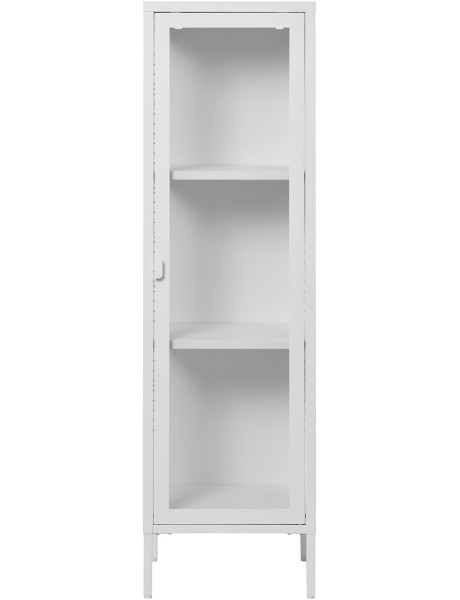 Buffet Vitrine moderne Haut 1 porte Métal Blanc Verre Transparent Brisbane 
