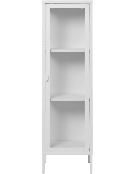 Buffet Vitrine moderne Haut 1 porte Métal Blanc Verre Transparent Brisbane 