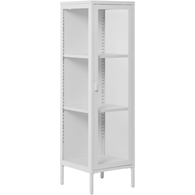 Buffet Vitrine moderne Haut 1 porte Métal Blanc Verre Transparent Brisbane 