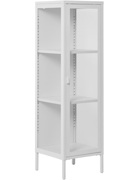 Buffet Vitrine moderne Haut 1 porte Métal Blanc Verre Transparent Brisbane 