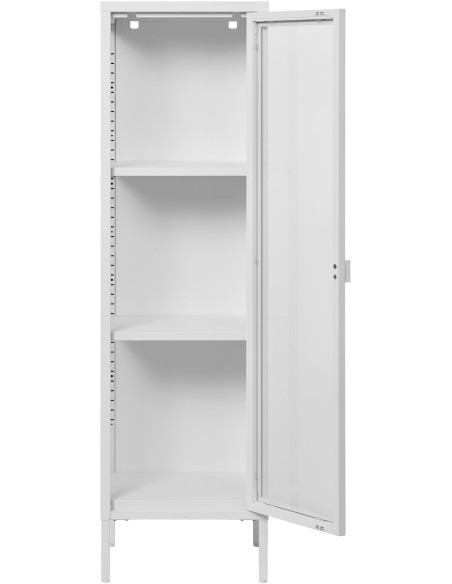 Buffet Vitrine moderne Haut 1 porte Métal Blanc Verre Transparent Brisbane 