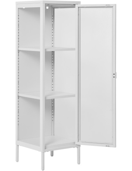 Buffet Vitrine moderne Haut 1 porte Métal Blanc Verre Transparent Brisbane 