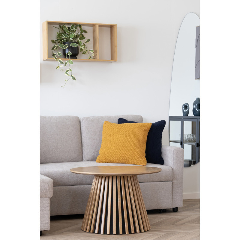 Table basse moderne Ronde Bois MDF Naturel Effet chêne Osaka 