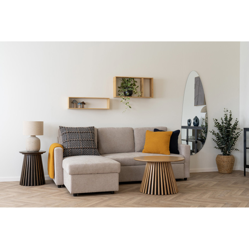 Table basse moderne Ronde Bois MDF Naturel Effet chêne Osaka 