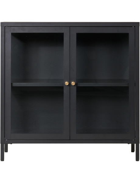 Buffet moderne Bas 2 portes Métal Noir Verre Transparent Dalby 