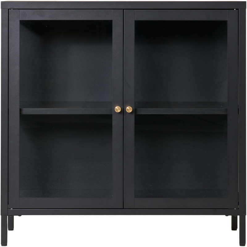 Buffet moderne Bas 2 portes Métal Noir Verre Transparent Dalby 