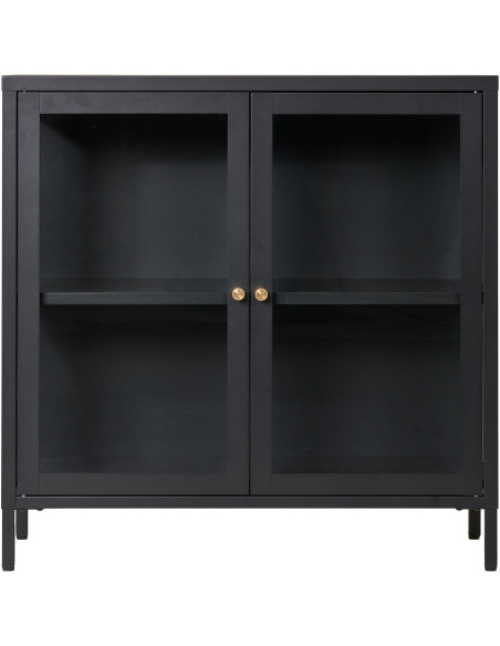 Buffet moderne Bas 2 portes Métal Noir Verre Transparent Dalby 