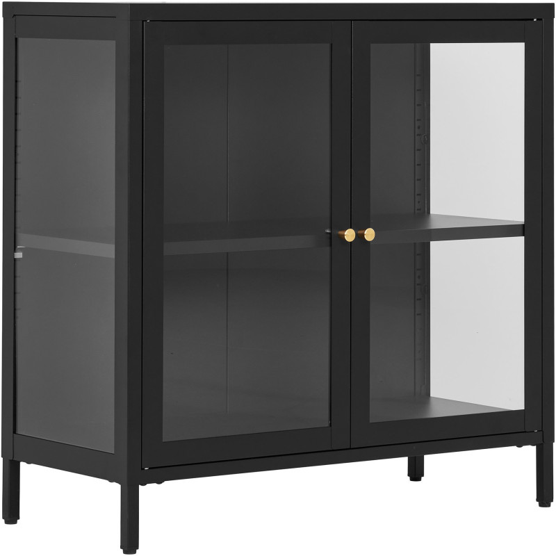 Buffet moderne Bas 2 portes Métal Noir Verre Transparent Dalby 
