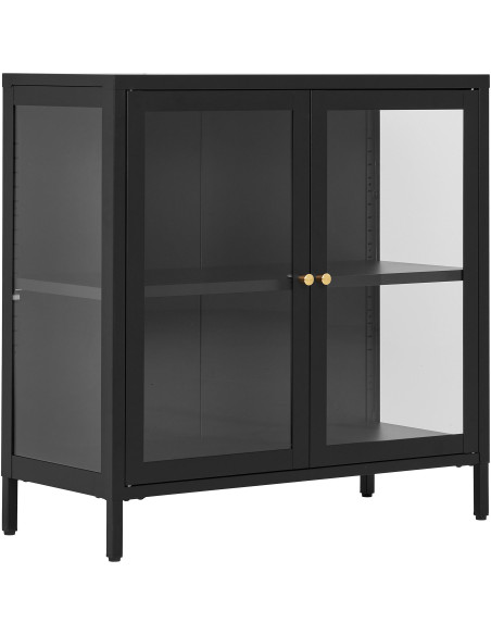 Buffet moderne Bas 2 portes Métal Noir Verre Transparent Dalby 