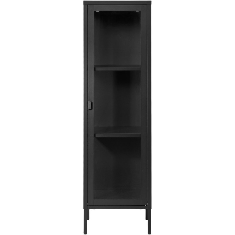 Buffet Vitrine moderne Haut 1 porte Métal Noir Verre Transparent Brisbane 