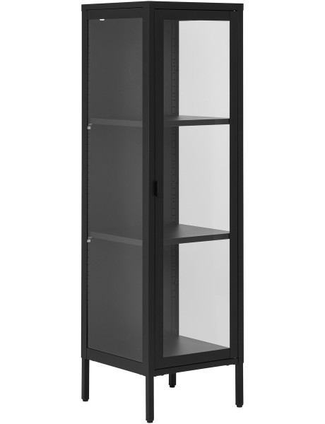 Buffet Vitrine moderne Haut 1 porte Métal Noir Verre Transparent Brisbane 