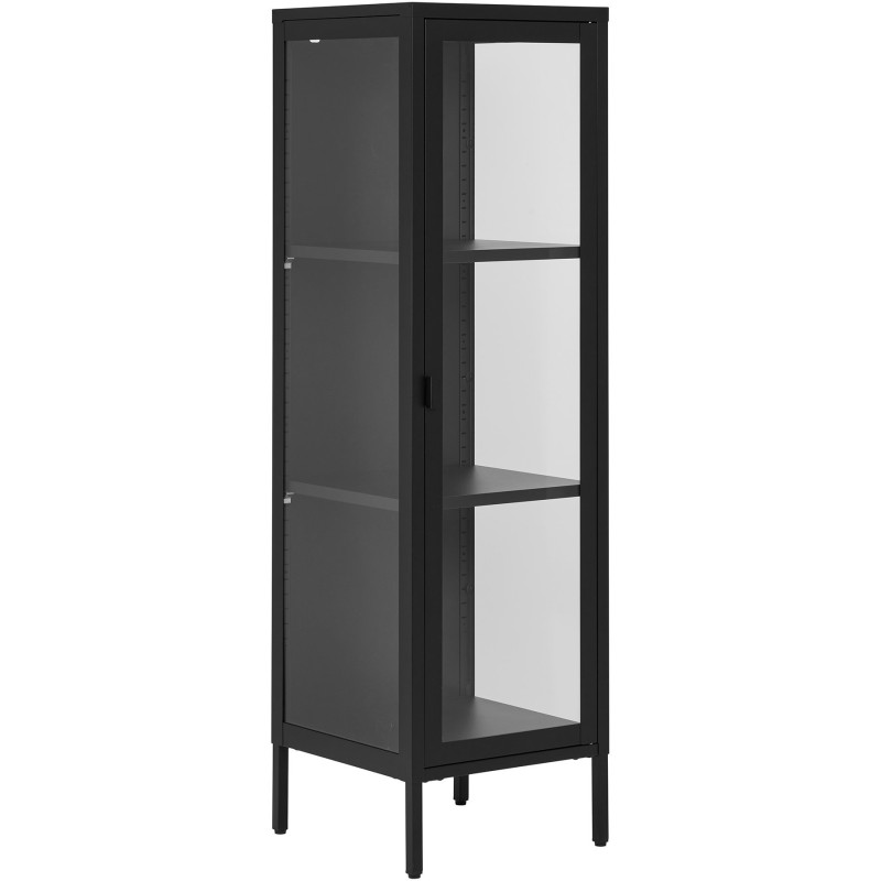 Buffet Vitrine moderne Haut 1 porte Métal Noir Verre Transparent Brisbane 