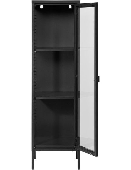 Buffet Vitrine moderne Haut 1 porte Métal Noir Verre Transparent Brisbane 