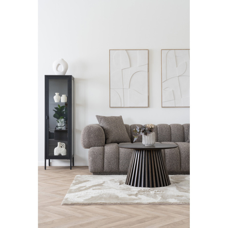 Buffet Vitrine moderne Haut 1 porte Métal Noir Verre Transparent Brisbane 