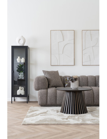 Buffet Vitrine moderne Haut 1 porte Métal Noir Verre Transparent Brisbane 