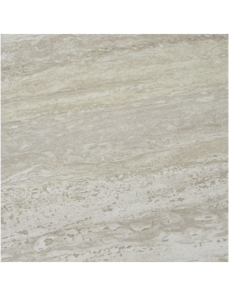 Table d'appoint moderne Ronde 1 étagère Bois MDF Beige Effet travertin Métal Noir Leuven 