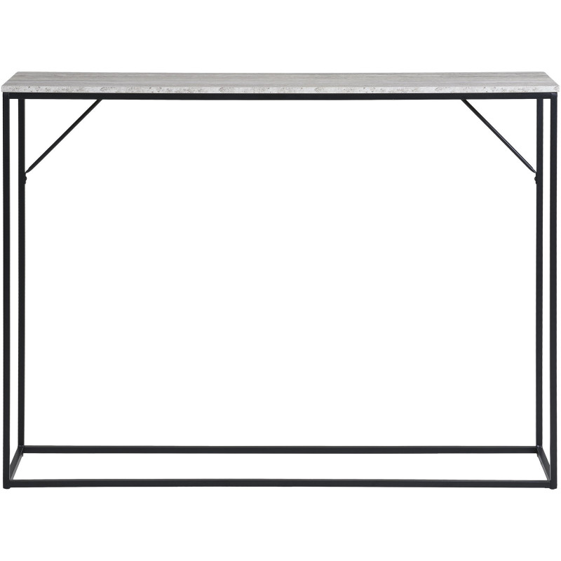 Console moderne Rectangulaire Métal Noir Panneau de particules Feuille de mélamine Gris Effet travertin Vita 