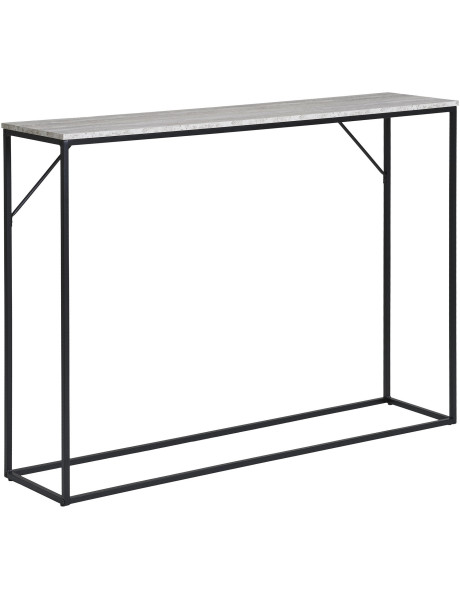 Console moderne Rectangulaire Métal Noir Panneau de particules Feuille de mélamine Gris Effet travertin Vita 