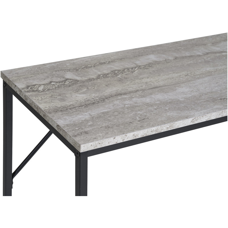 Console moderne Rectangulaire Métal Noir Panneau de particules Feuille de mélamine Gris Effet travertin Vita 