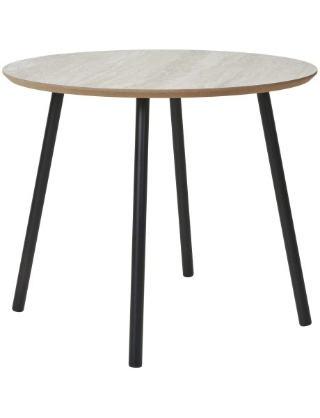 Table basse moderne Ronde Bois Beige Effet travertin Métal Noir Alost 