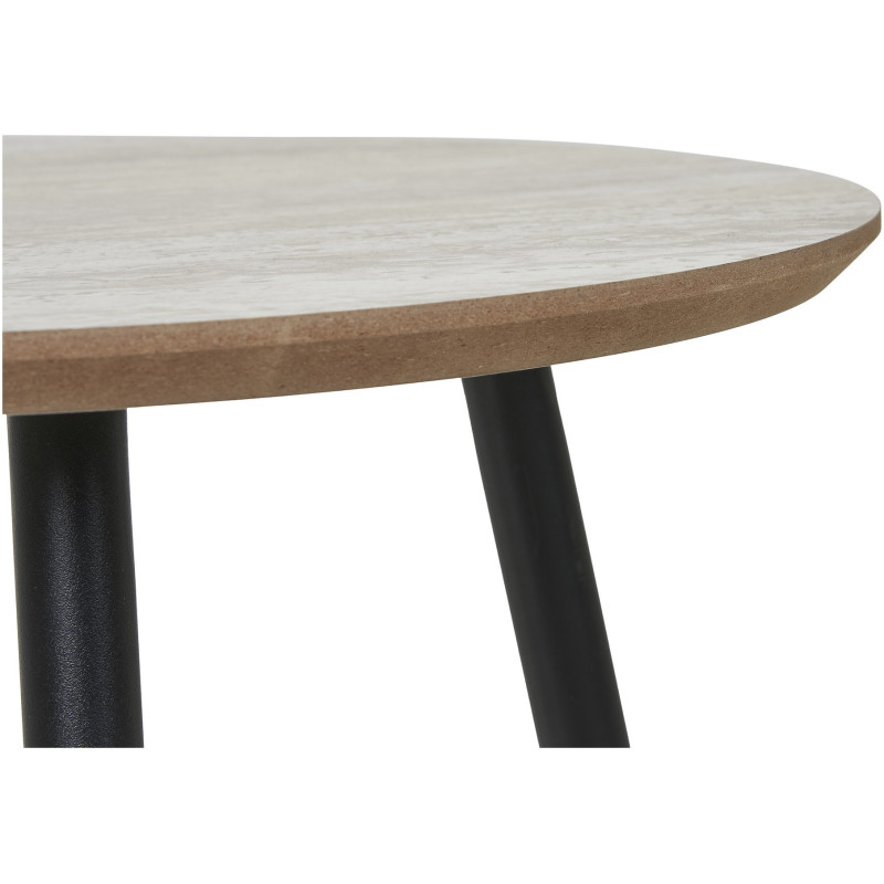 Table basse moderne Ronde Bois Beige Effet travertin Métal Noir Alost 