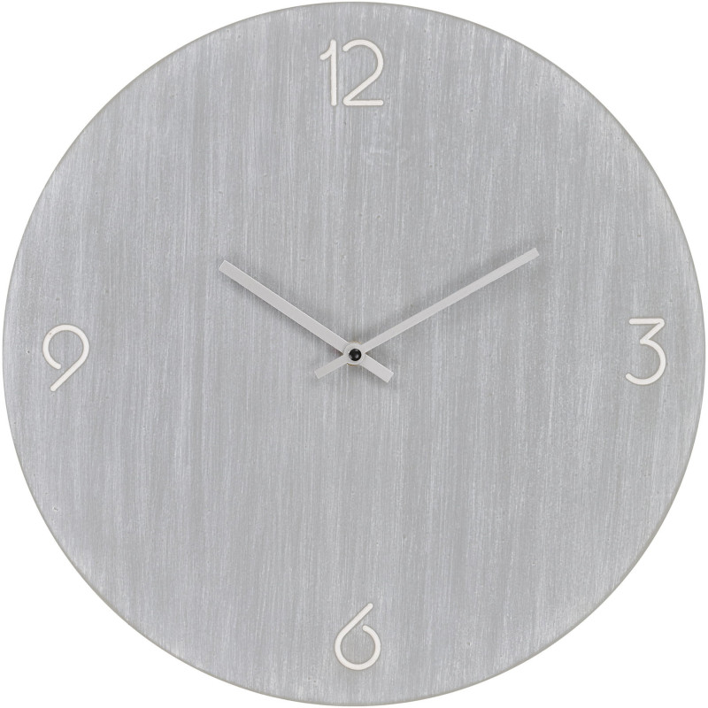 Horloge murale moderne silencieuse Ronde 40 cm Bois MDF Gris clair Ravenna 