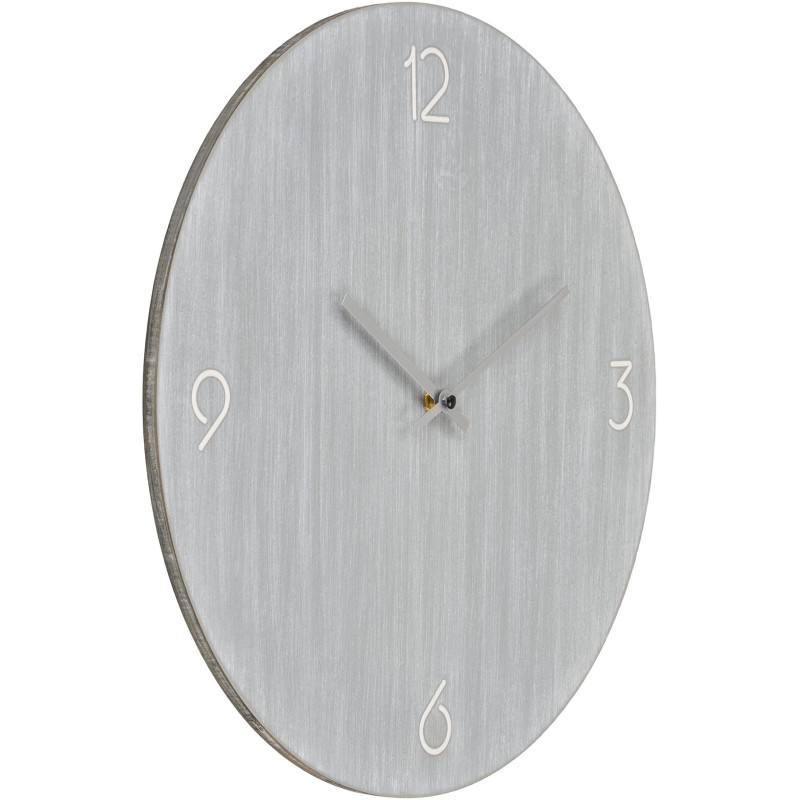 Horloge murale moderne silencieuse Ronde 40 cm Bois MDF Gris clair Ravenna 