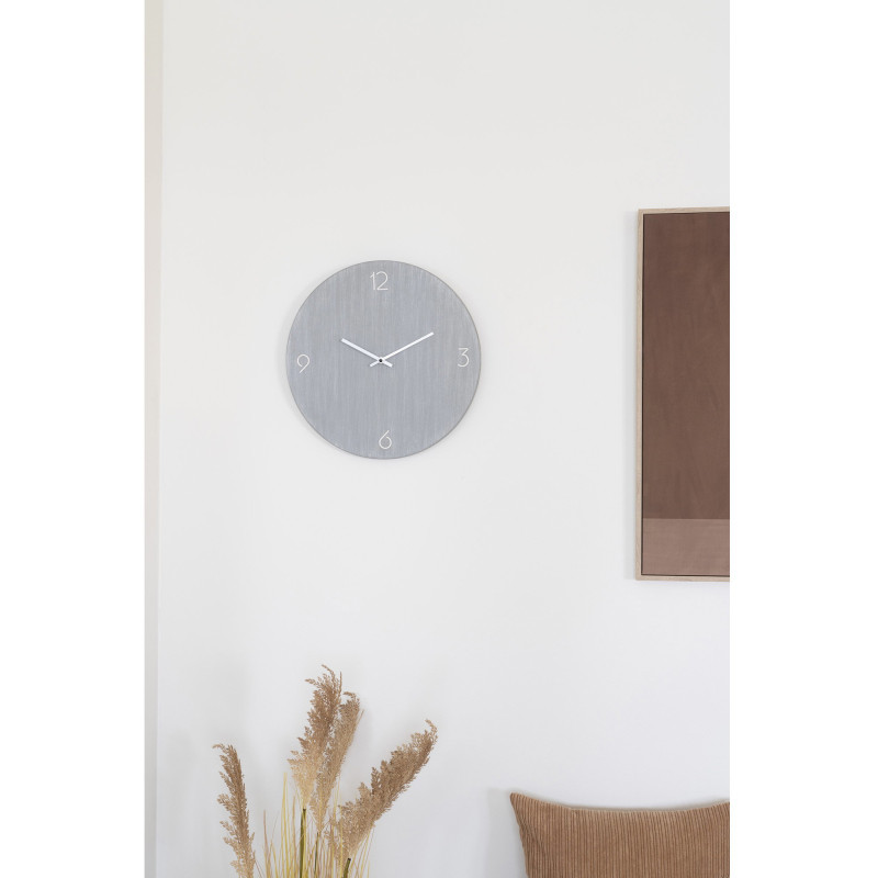 Horloge murale moderne silencieuse Ronde 40 cm Bois MDF Gris clair Ravenna 