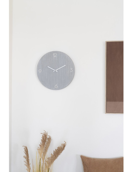 Horloge murale moderne silencieuse Ronde 40 cm Bois MDF Gris clair Ravenna 
