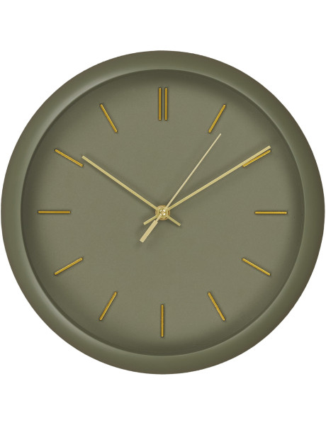 Horloge murale minimaliste silencieuse Ronde 30 cm Plastique Vert Doré Rossano 