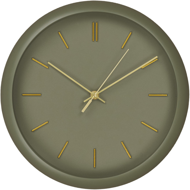 Horloge murale minimaliste silencieuse Ronde 30 cm Plastique Vert Doré Rossano 