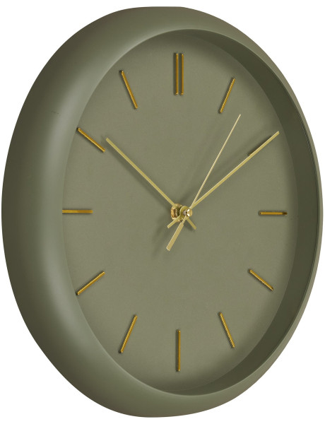 Horloge murale minimaliste silencieuse Ronde 30 cm Plastique Vert Doré Rossano 