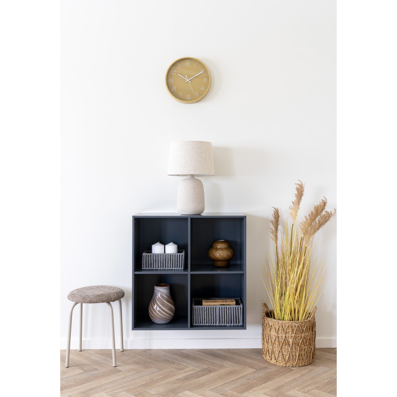 Horloge murale scandinave silencieuse Ronde 30 cm Plastique Ocre Blanc Verre Transparent Rosolini 