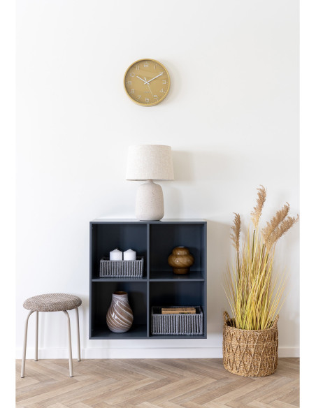 Horloge murale scandinave silencieuse Ronde 30 cm Plastique Ocre Blanc Verre Transparent Rosolini 