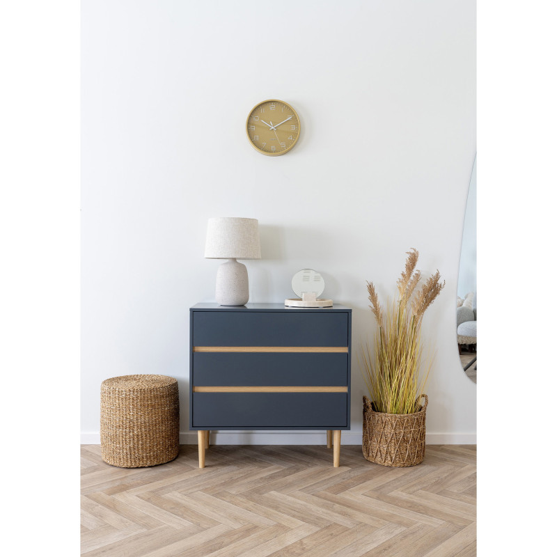 Horloge murale scandinave silencieuse Ronde 30 cm Plastique Ocre Blanc Verre Transparent Rosolini 