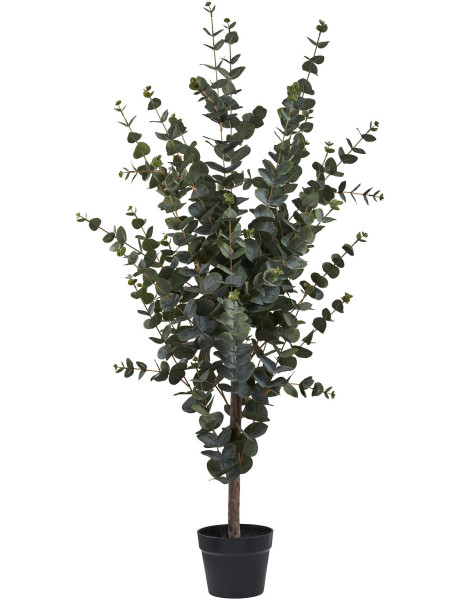 Grand Arbre artificiel réaliste Eucalyptus Hauteur 120 cm Plastique Vert Noir 