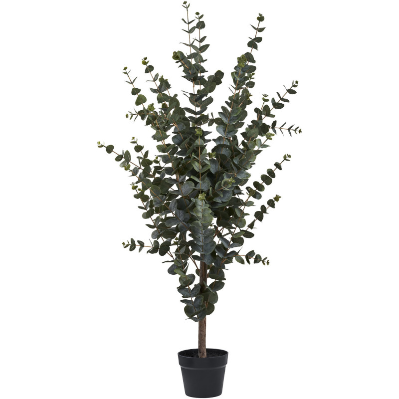 Grand Arbre artificiel réaliste Eucalyptus Hauteur 120 cm Plastique Vert Noir 