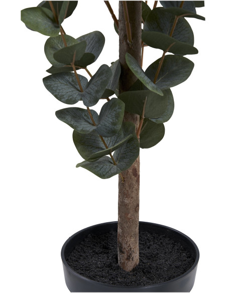 Grand Arbre artificiel réaliste Eucalyptus Hauteur 120 cm Plastique Vert Noir 