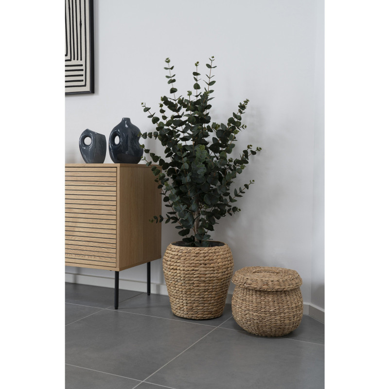 Grand Arbre artificiel réaliste Eucalyptus Hauteur 120 cm Plastique Vert Noir 