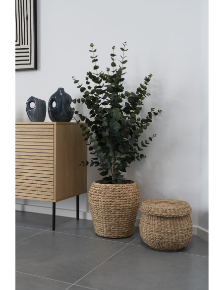 Grand Arbre artificiel réaliste Eucalyptus Hauteur 120 cm Plastique Vert Noir 